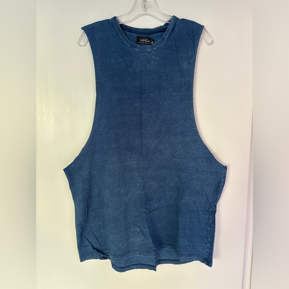 Topman muscle tank shirt - acid wash blue - large